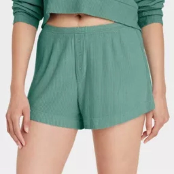 Auden Women’s Cozy Ribbed Sleep Shorts NWT Size Large Green - Picture 6 of 6